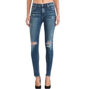 Blue Citizens of Humanity High Rise Skinny Rocket Distressed Jeans [Size 24]